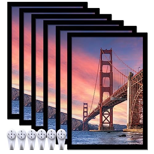 ijuerybai 6 Sets 8x12 Picture Frame Frames for 8 x 12 Canvas Collage Photo Poster Certificate Wall Gallery High Transparent Horizontal Vertical Black 8 by 12 Inches