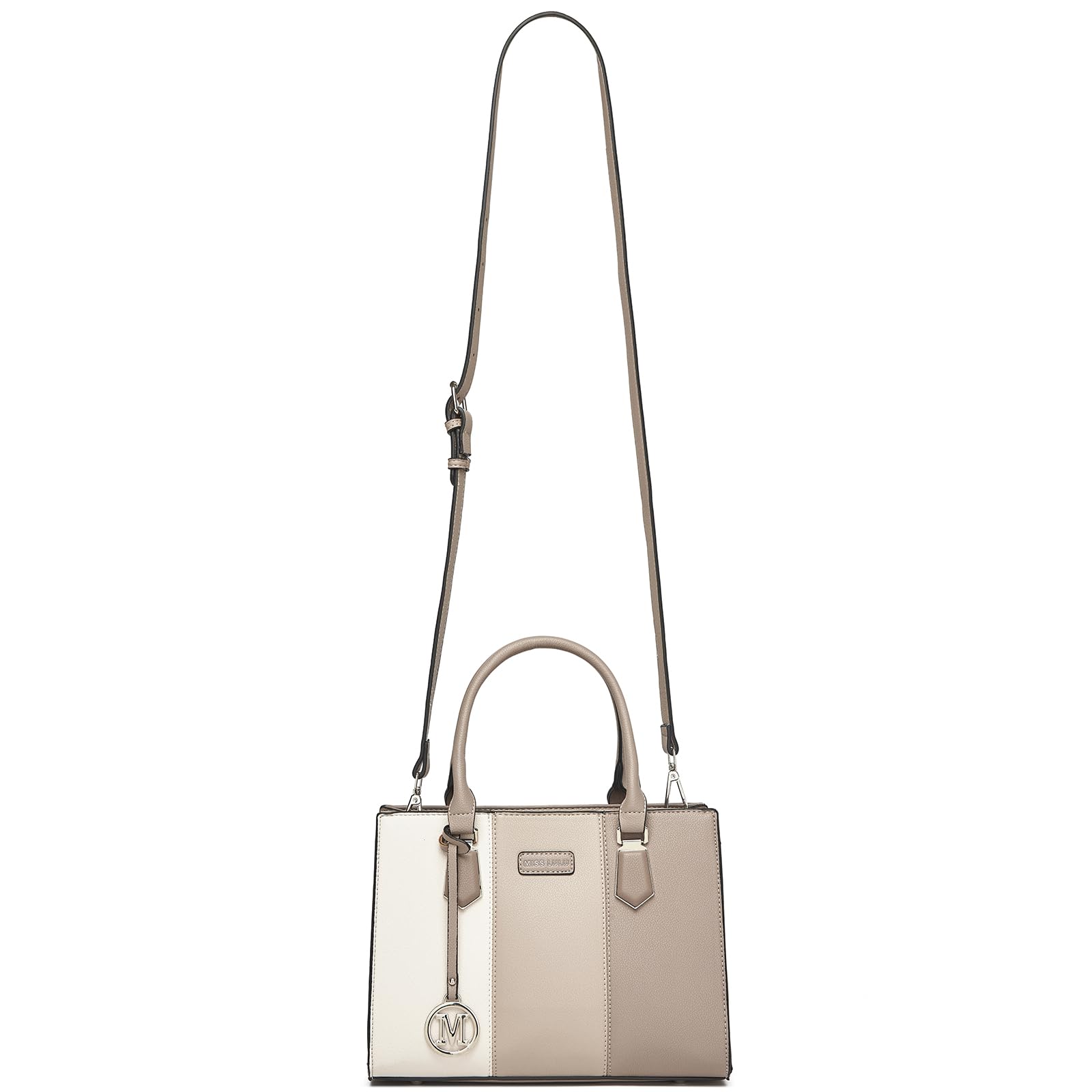Miss Lulu Bolsos de Mujer,Bolso de Mano Tri-color en Material PU,Ideal para Estudiar Trabajar y Uso Cotidiano