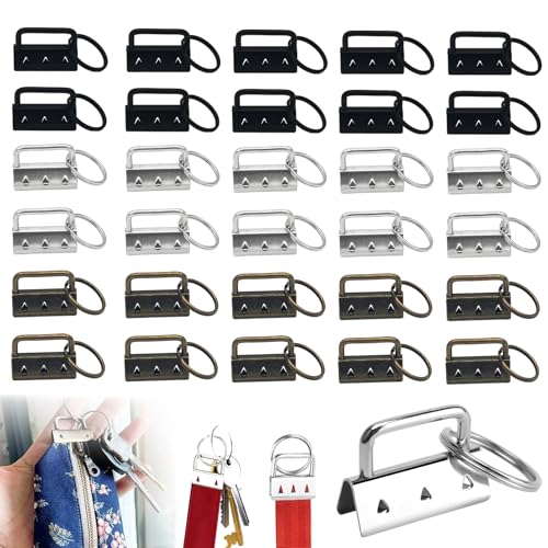 30 Piezas de Hardware para Llavero, Colgantes de Cierre de Abrazadera en Blanco de Cordón de 32 mm Hardware de Pulsera con Llavero para Manualidades de Tela de Cordón de Bricolaje （3 colores） (32mm)