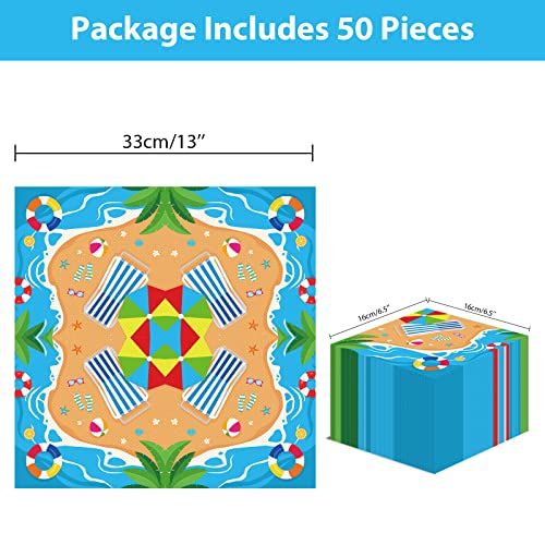 Image of 50 Pcs Summer Beach Party Napkins Beach Theme Birthday Disposable Paper Napkins Luncheon Napkins Supplies Decorations Favors for Summer Party