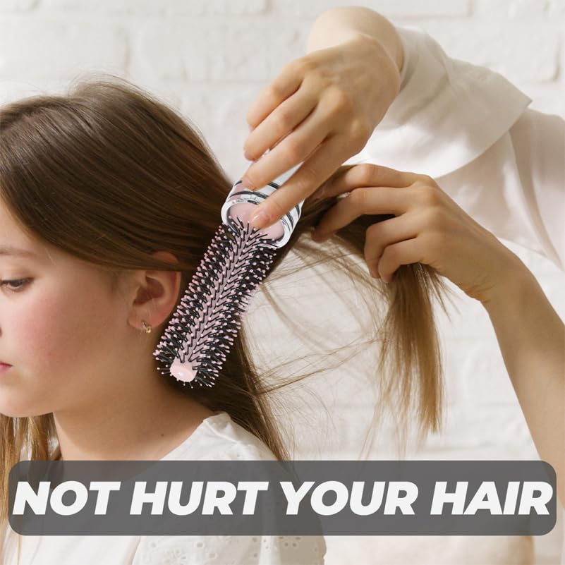 2pcs Round Hair Brush Compact Quiff Comb Retractable Curling Hairbrush Blow Drying Travel Styling Brush for Women