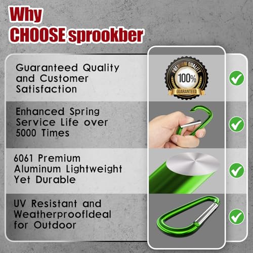 Image of sprookber 4 inch & 5 inch Extra Large Aluminum Carabiner D Ring, Caribeener Clips, Spring Snap Hook for Keychain Clip, Set of 4