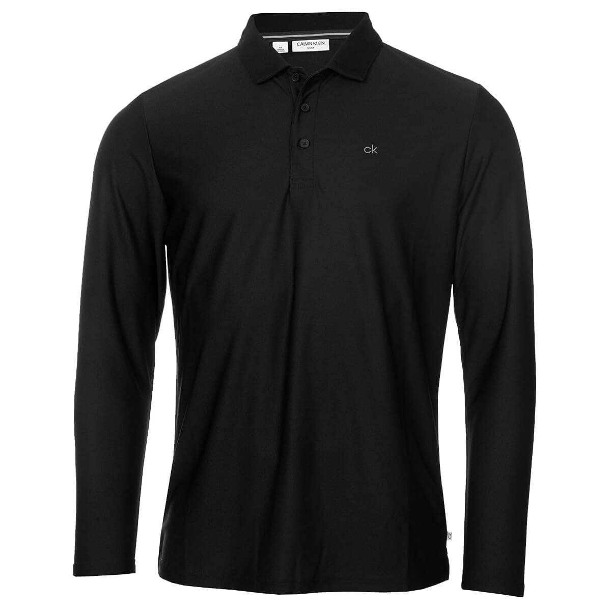 Calvin Klein Mens L/S Central Polo Shirt - Black - S