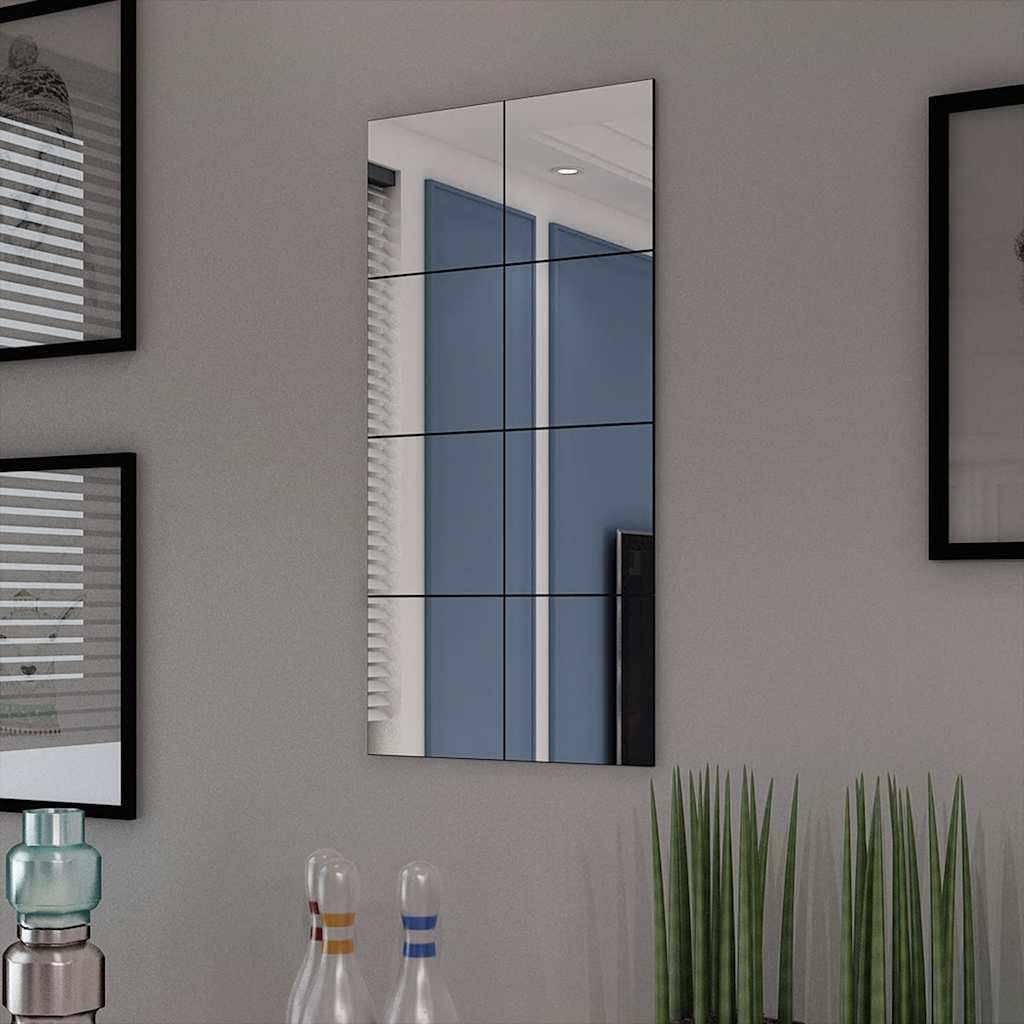 SYDE Specchio senza cornice, 8 pezzi, vetro, 20,5 cm | Decorativi per bagno e soggiorno, include ganci in acciaio inox, adesivi e viti
