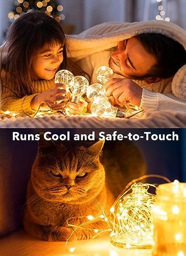 🏡🎄Brightown 12 Pack LED Fairy Lights – Battery Operated 7ft String Lights with 20 Waterproof Silver Wire LEDs | Firefly Moon Lights for DIY Crafts, Wedding Decor, Table Centerpieces, Bedroom & Christmas - Image 4