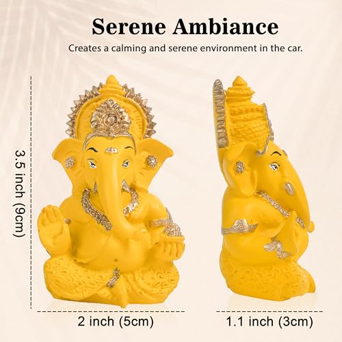 Image of ZAICUS Mini Ganesha Car Idol - Small Handcrafted Ganesha Statue for Dashboard, Home, or Office - Sign of Blessings, Wealth, and Happiness - Perfect Spiritual Gift for Loved Ones and Divine Dcor
