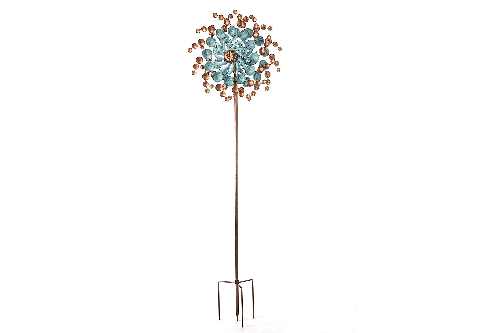 Kobolo Windrad Bubbles XXL, 61x213 cm, braun, XXL Metallwindrad, wetterfester & dekorativer Gartenstecker als Eyecatcher für Beet, Rasen, Vorgarten & Moderne Gartengestaltung