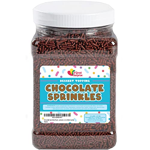 Image of Chocolate Sprinkles - 2.2 lb Jimmies for Baking & Desserts | Topping ice cream, cakes, cookies and cupcakes-ideal for holiday baking, parties and dessert tables.