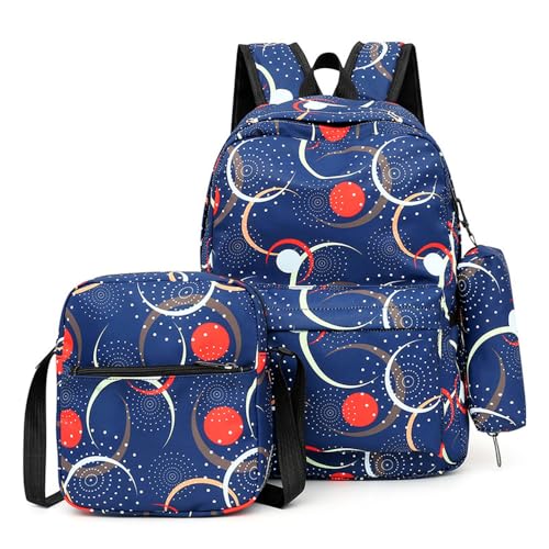 Mateju Stampa di Frutta 3D Zainetto Bambino, Ragazzi e Ragazze Zaino da Viaggio, con Portapranzo e Astuccio 3 in 1 Zaino Scuola, per Zaino Scuola Media Set (Luna)