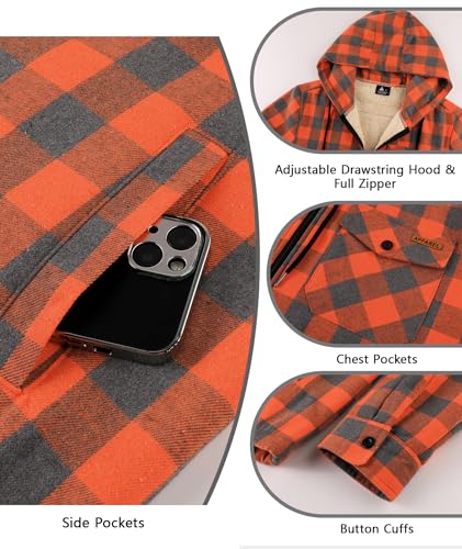 ZITY Mens Flannel Jacket Plaid Zip Up Hoodie Fleece Sherpa Lined Sweatshirt - image 4