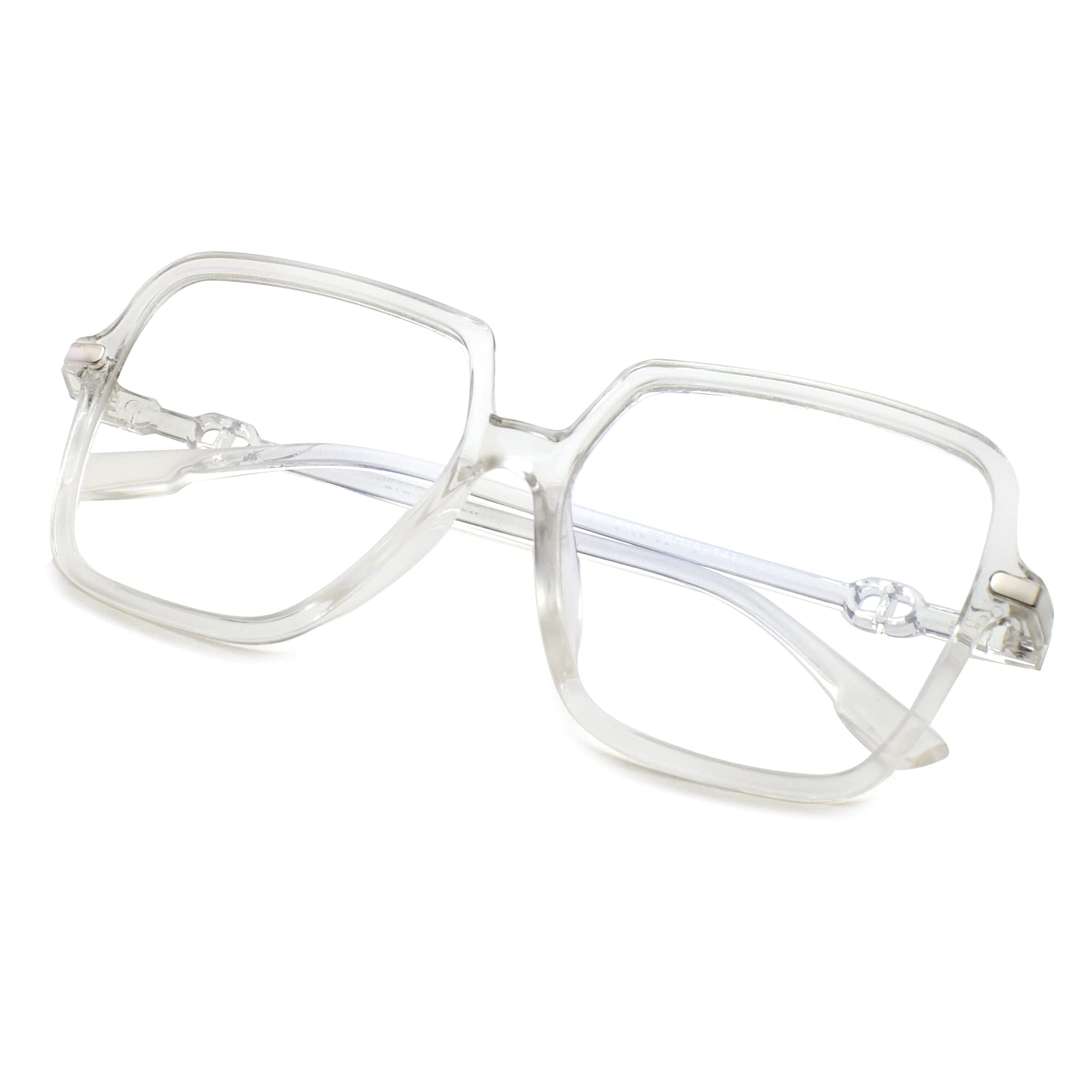 Peter JonesSquare Computer Glasses for Women/Girls with Zero Power Blue Light Blocking Glare Lenses (SIZE LARGE/OVERSIZED) AG5198T