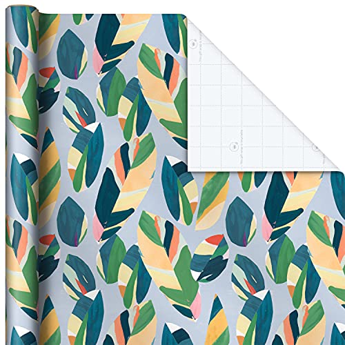 Hallmark Recycled Wrapping Paper With Cutlines On Reverse (3 Rolls: 60 Sq. Ft. Ttl) Modern Flowers, Teal Leaves, Black And White Abstract For Birthdays, Bridal Showers, Easter, Mother's Day #TOP5