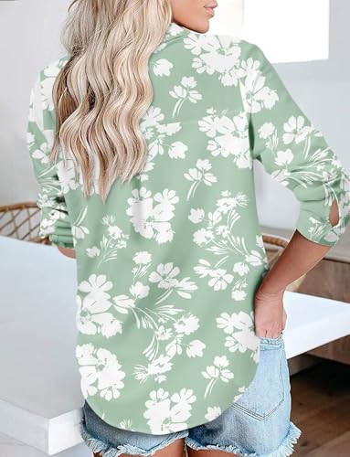 Image of Magritta Women's Shirts Fashion Casual Loose Fit Long Sleeve Button Down Lightweight Collared Blouse Tops