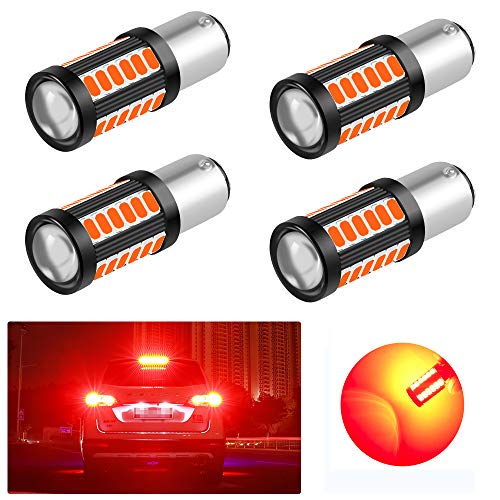 4PCS 1157 (BAY15D) 5730 33SMD 12-30V 3.6W Bombillas LED para Coche Súper Brillantes para Luz de Freno- Rojo Cover