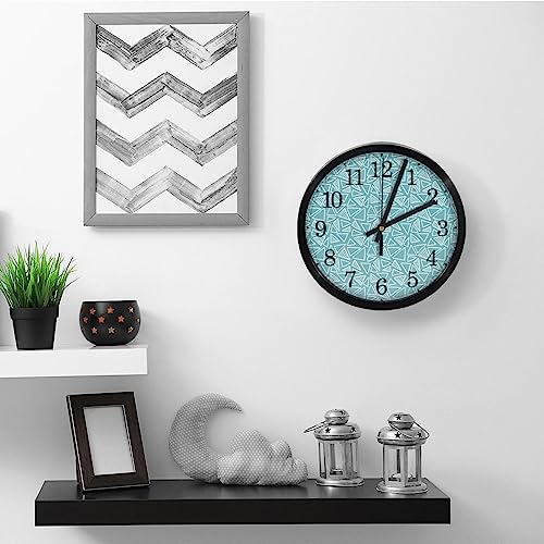 Horloge murale à quartz silencieuse haut de gamme ronde au motif géométrique bleu