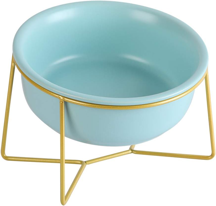 Pet Supplies : Large Small Double Elevated Dog Bowls - Raised Dog Bowl - Ceramic Dog Cat Bowl Set for Food and Water - Pet Comfort Feeding Bowls with Gold Iron Stand : 