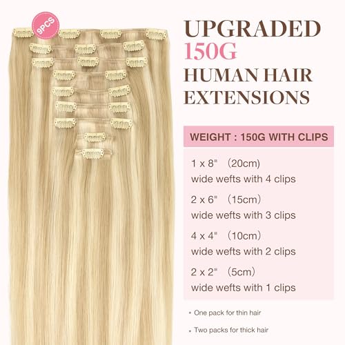Image of GOO GOO Clip in Hair Extensions Real Human Hair Blonde Remy Extensions
