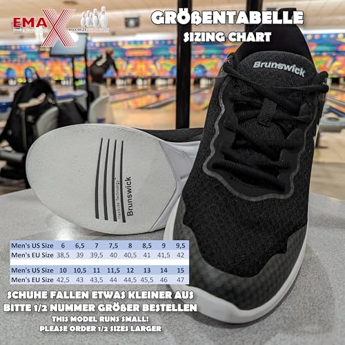 EMAX | Brunswick - Bowling-Schuhe Männer | Herren Bowling-Schuh | Tradition Black - Schuhgröße 40.5