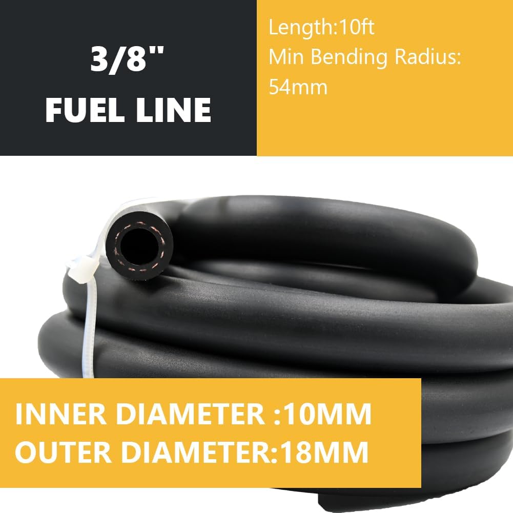 3/8 Marine Fuel Line Hose J1527 Boat Fuel Line for Boat Engines, Diesel, and Ethanol Blends - Durable Hydraulic Fuel Hose for Marine Applications