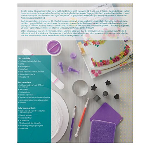 Wilton How To Decorate With Fondant Shapes And Cut-Outs Kit - 14-Piece Cake Decorating Kit With 3 Fondant Cutouts, Fondant Shaping Set, Roller, Dusting Pouch, 6 Cutters, Video Tutorial #TOP2