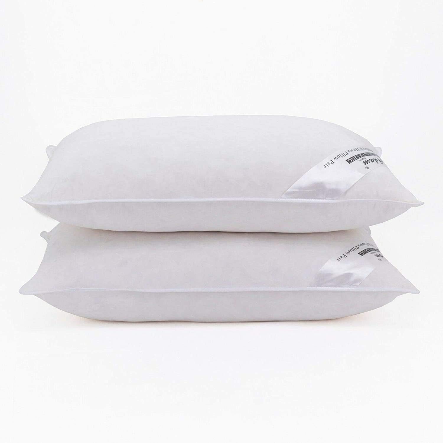 Duck Feather Pillows 2 Pack Hotel Quality (Standard Size) - Luxury Down Pillows Extra Soft Filling Filled in 100% Cotton Cover (White, 48 * 74)