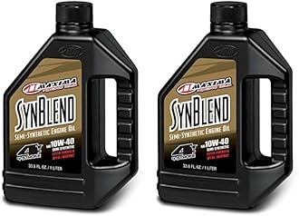 Maxima 34901B Syn Blend4 10W-40 Motorcycle Engine Oil - 1 Liter Bottle (Pack of 2)