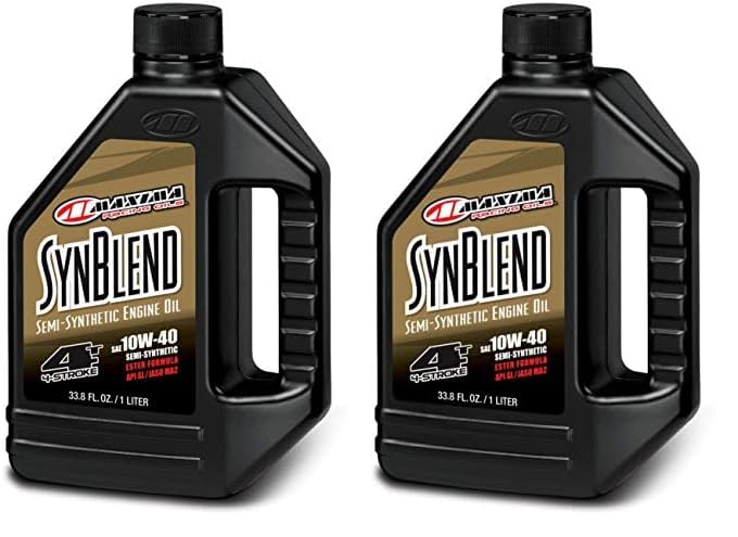 Maxima 34901B Syn Blend4 10W-40 Motorcycle Engine Oil - 1 Liter Bottle (Pack of 2)