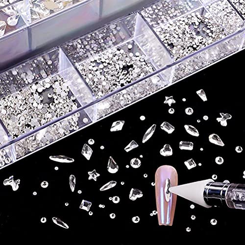 image for Bonwuno 21 Grids Nail Art Rhinestones Professional Nail Crystal Kit 90