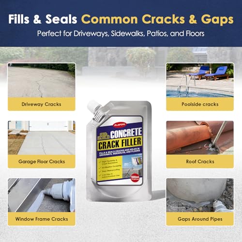Self-Leveling Concrete Crack Filler – High Elasticity Waterproof Cement Sealant, 2.2LB Fast-Drying DIY Outdoor Concrete Joint Repair Seal Glue for Driveway, Sidewalk, Patio, Garage Floor - 2Pack Gray by Alofoyo - Image 6