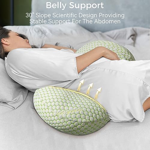 Pregnancy Pillow for Sleeping, Pregnancy Body Pillow for Pregnant Women Maternity Pillow Wedge, Detachable and Adjustable Double-Sided with Pillow Cover Support for Pregnancy Belly/Back Support