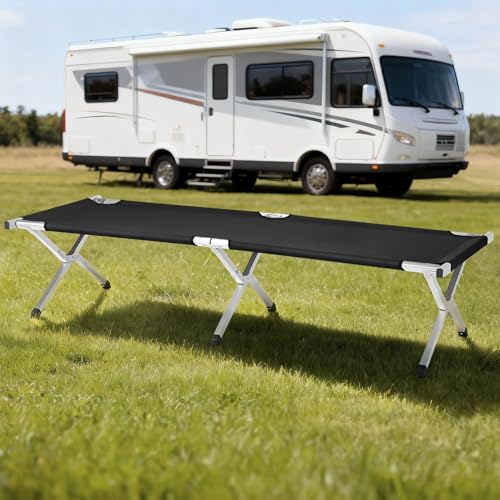 Image of Portable Folding Camping Cot,Lightweight Camping Cots for Adults,Folding Tent Camp Cot Bed,Indoor Outdoor Travel Sleeping Cots,with Carrying Bag,for Patio Hiking Picnic Beach Fishing (Army Black)