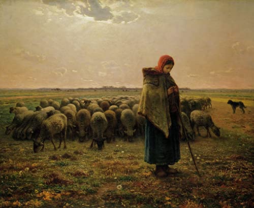 Cuadro de Jean Francois Millet Pastora con su rebaño 60x90cm para renovar paredes vacías