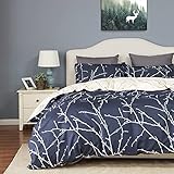 Bedsure Duvet Cover Set with Zipper Closure-Branch and Plum Blue Printed Pattern,King (104x90 inches)-3 Piece (1 Duvet Cover + 2 Pillow Shams)-110 GSM Ultra Soft Microfiber