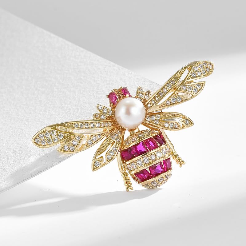 Image of GKDFK Little Bee Brooch Pins for Women Vintage Animal Insect Lapel Pin Crystal Rhinestone Broach Dress Denim Jacket Accessories Birthday Party Costume Jewelry Gifts