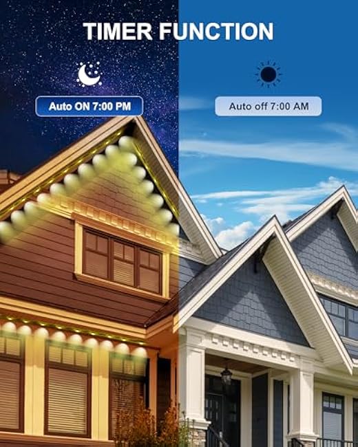Nexillumi Permanent Outdoor Lights for House, 100ft Smart RGB Outside Lights with 72 Scene Modes, IP68 Waterproof Eaves Lighting for Christmas All Holiday Decorations