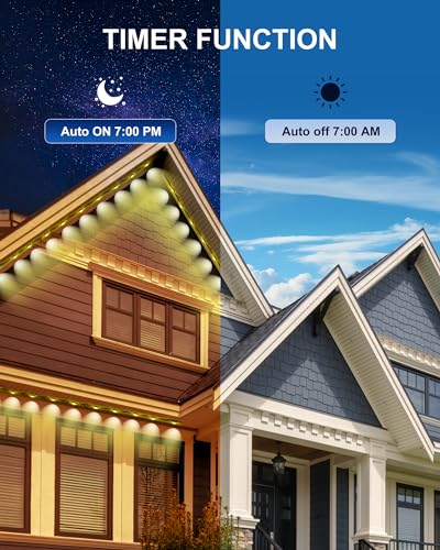 Nexillumi 100ft Smart RGB IC Outdoor Lights for House - All Holiday Decorations