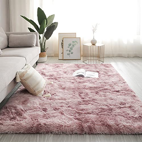 Swsen Tapis de salon lavable - Tapis shaggy moelleux avec face inférieure antidérapante - Tapis...