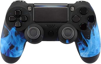 eXtremeRate - Funda para mando de Playstation 4 PS4 Slim Pro, CUH-ZCT2, JDM-040, JDM-050, JDM-055, color rosa y dorado Fuego azul.