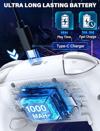 Image of ZRZLMVP Switch Controllers for Nintendo Switch /OLED /Lite /Switch 2, 1000mAh Rechargeable Wireless Pro Controller with 9 Colors LED Light, Switch Remote Control Gamepad with Wake Up, Turbo, Vibration