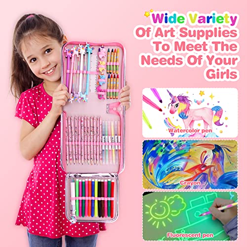 MAIGOZON Unicorn Gifts for Girls - 56 PCS Scented Markers Art Supplies Set for Kids Ages 4-8, Coloring Drawing Kit with Glitter Unicorn Case & Quick-Dry Gel Pens, Birthday Christmas Gift — view 3