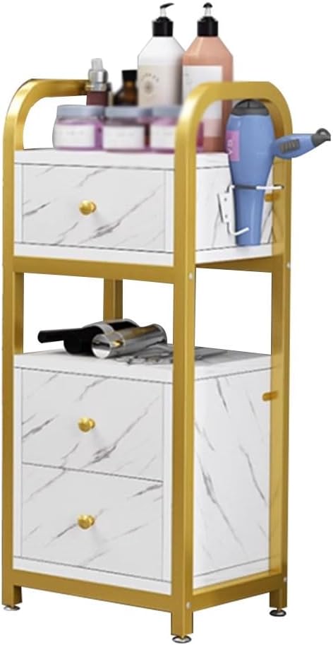 Salon Storage Cabinet, Salon Trolley with Drawers, Beauty Salon Movable Cabinet, Beauty Organizer, Spa Equipment (Color : Gold-Gray, Size : 40x30x80cm)