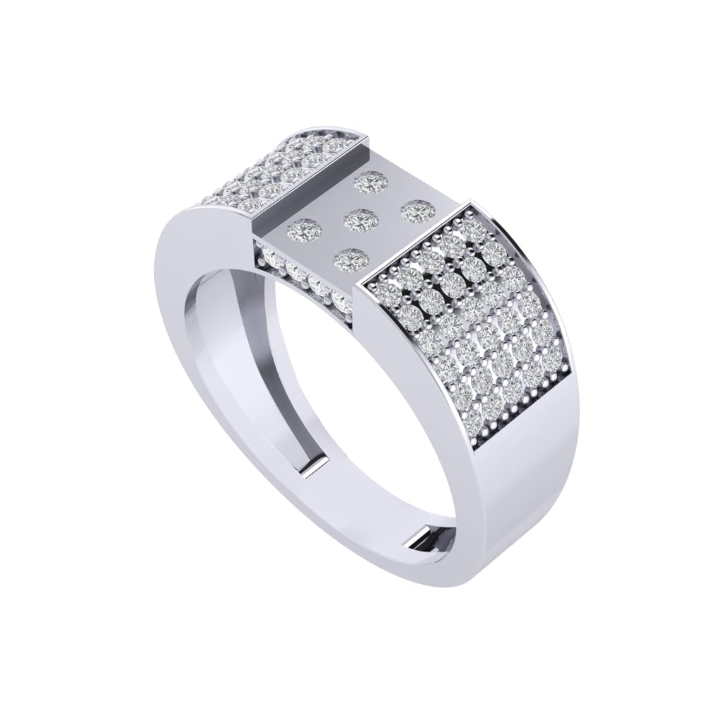 Pure 925 Sterling Silver Modern Designer Band Ring | Gold, Rhodium, Rose Gold Plating Options | Diamond Ring Gift for Men and Boys | Model RSM00226-picture-56
