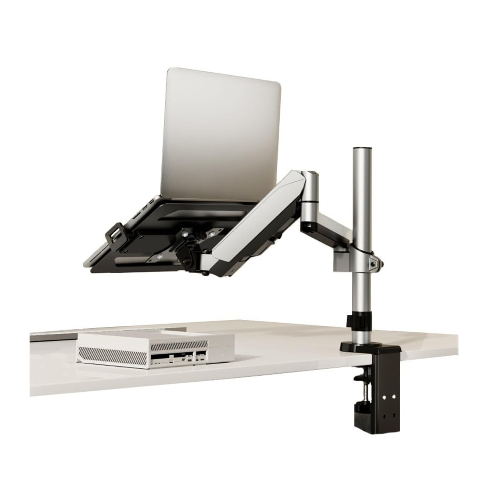 Monitor Arm 2 in 1 Laptop Desk Mount with Tray for 17-32" Monitor and 12-17" Laptop, Holds 19.8 lbs, Fully Adjustable Laptop Desk Arm with Clamp/Grommet Base Monitor Mount Monitor Stand