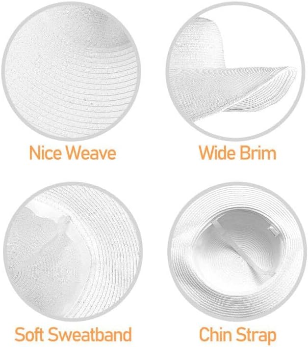 CHIC DIARY Womens Wide Brim Straw Hat Floppy Derby Hat Large Brim Beach Straw Sun Cap UPF 50+ - Image 3