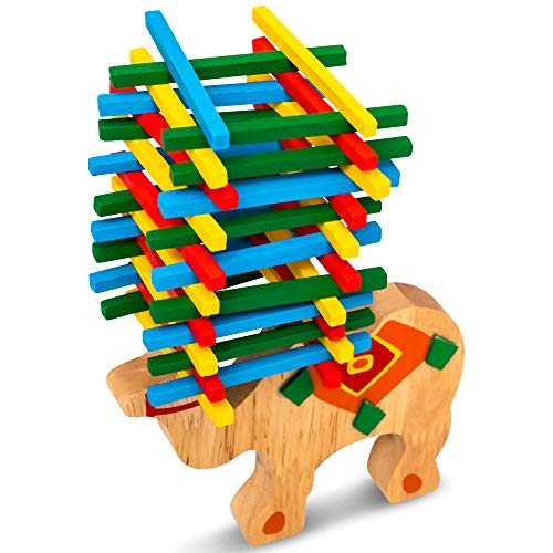 Natureich Camel Montessori stacking toy made of wood for learning dexterity with sticks Colourful/Natural from 3 years for the early motor development & education of your child (Camel) - Image 3