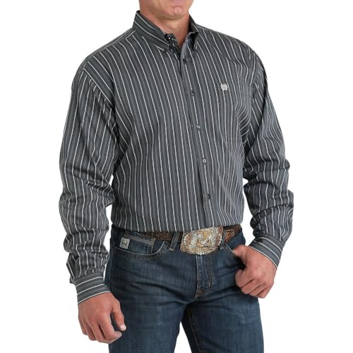 Cinch Men's Dark Grey Stripe Shirt