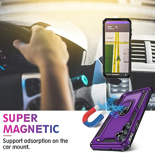 Image of for Samsung Galaxy S26 Plus Case with Screen Protector, Heavy Duty Military Grade Shockproof Rugged Protective Cover for Samsung S26 Plus Phone Case with Metal Ring Magnetic Kickstand (Purple)