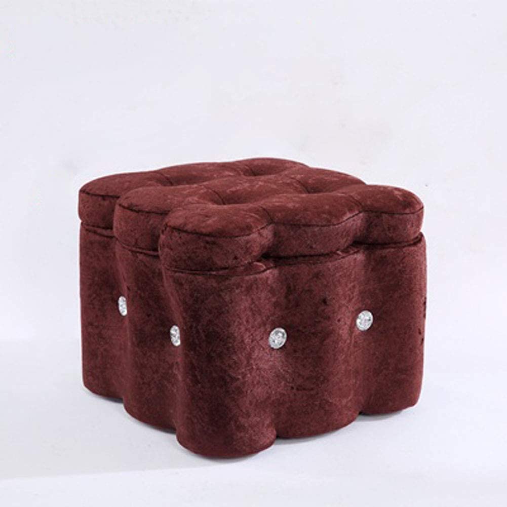Pouf ottoman en bois de style européen, petit banc élégant marron pour salon et chambre