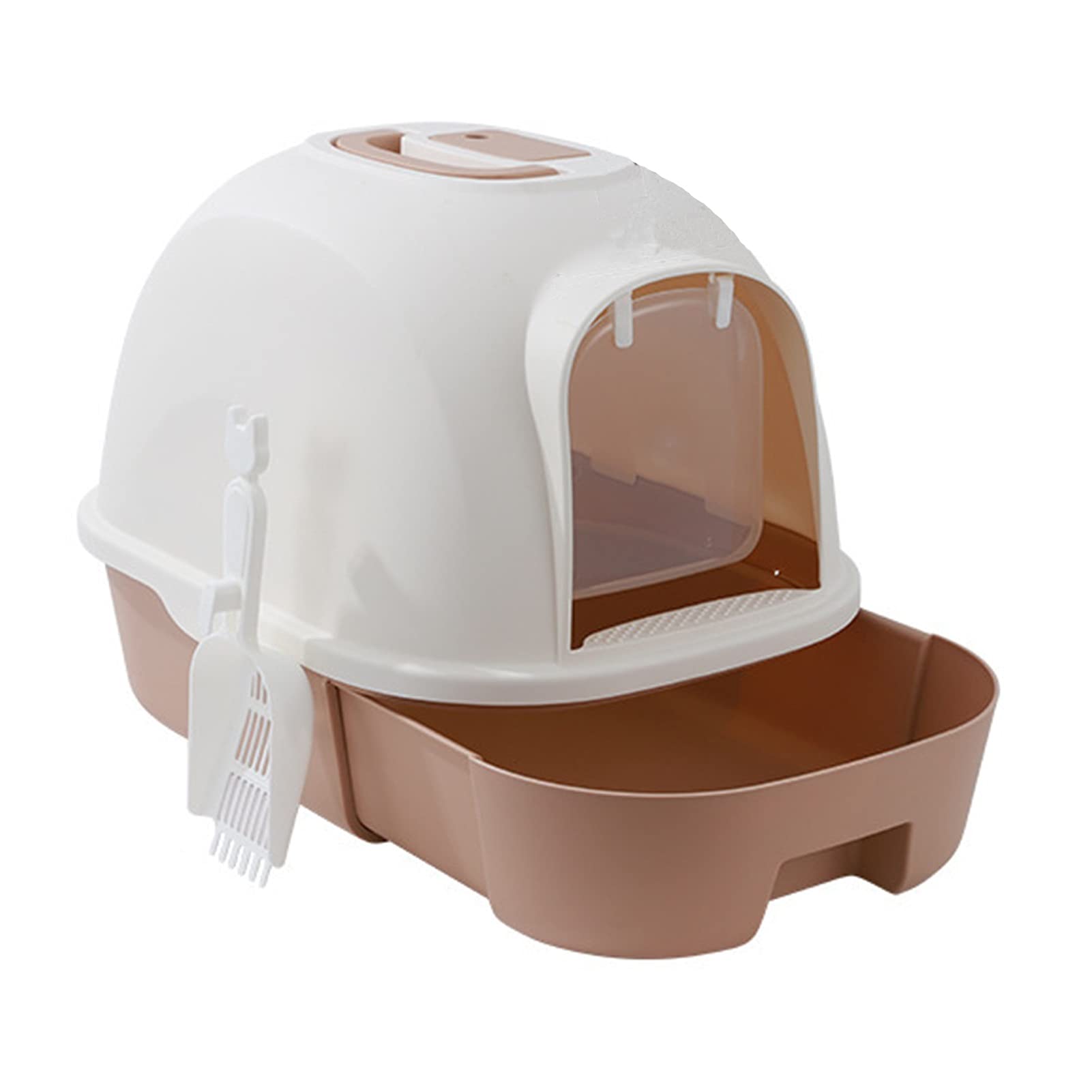 Maison de toilette pour chat avec tiroir PottyDome litière fermée marron