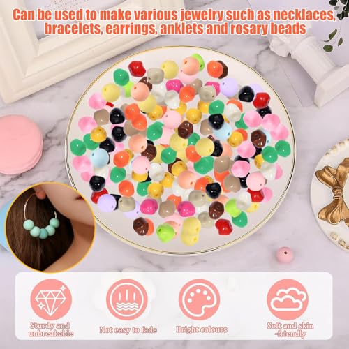 PLATEYTR Silikonperlen Bastelset 12mm 105 Stück – Farbiges DIY Perlen Set für Schmuckherstellung, Handarbeiten, Armbänder, Ketten, Kinder & Erwachsene, kreative Geschenkideen